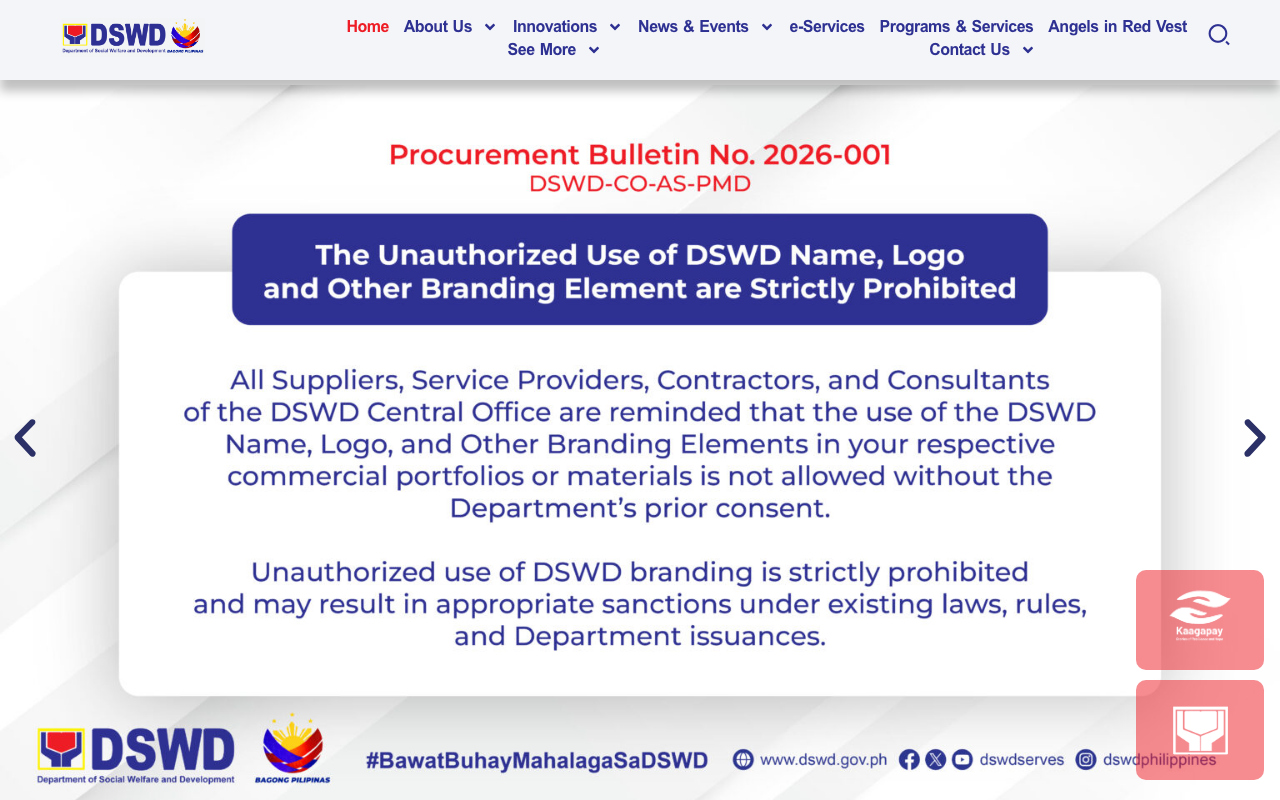 DSWD website screenshot